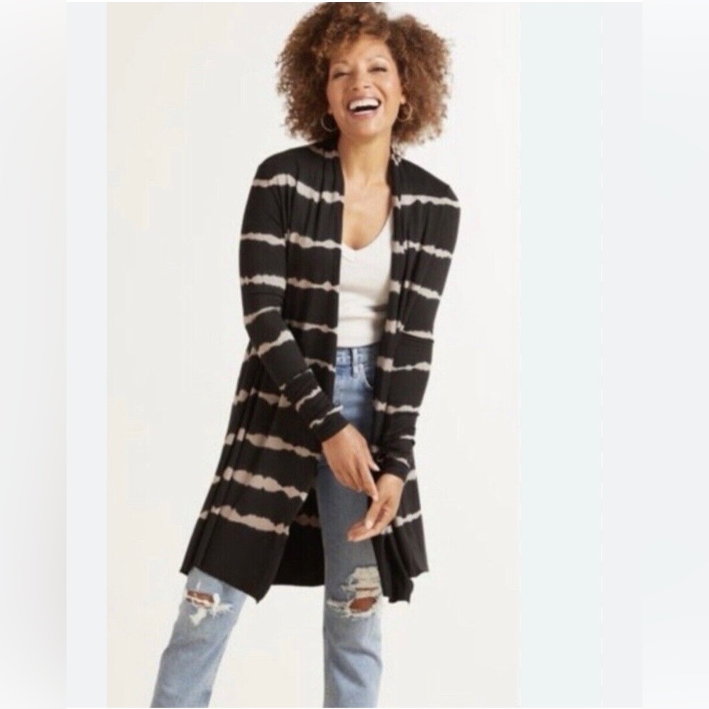 Evereve La Made Iris Tie Dye Open Cardigan